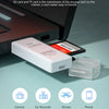 A white USB 3.0 card reader is shown next to various electronic devices like cameras, drones, phones, and tablets.