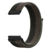 A close-up view of a dark brown nylon loop watch strap with black adjustment pieces.
