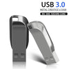 Silberne USB 3.0 Disk-Laufwerk mit Kreativ-Gehäuse, von der Seite gezeigt.