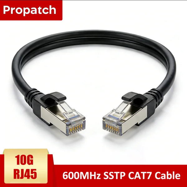 Black Propatch 10G RJ45 CAT7 cable with connectors
