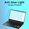 A laptop screen with a clear anti-blue light screen protector applied to the display.
