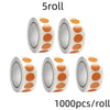 Roll of 5 roll round assorted color dot labels for organization