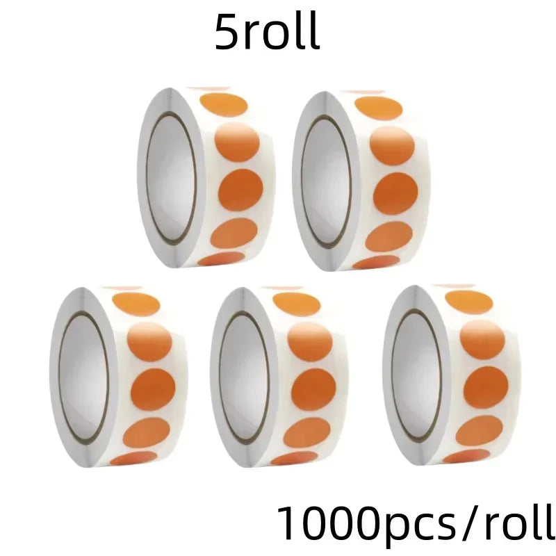 Roll of 5 roll round assorted color dot labels for organization