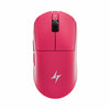 Pink ergonomische kabellose Gaming-Maus mit schwarzem Scrollrad und silbernem Blitz-Logo