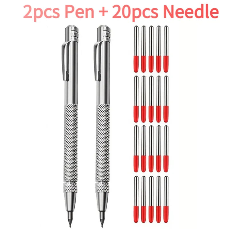 A set containing two pens and twenty needles for precision carbide tip scribing.