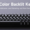 A close-up view of a black single-color backlit keyboard with low-profile keys and the AJAZZ logo visible.