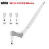 White art cutting tool set with three interchangeable blades at 15, 30, and 45 degrees
