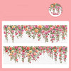 Floral vine transparent PET washi tape featuring pink and orange roses and greenery for journaling and crafts