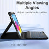 A black multi-viewing angle stand for an iPad, showing 110, 120, and 130 degree positions.