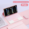 Pink magnetic keyboard case for an iPad Pro 11-inch with a touch keyboard and mouse.