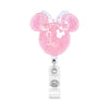 Pinker Glitzer-Mickey-Maus-Thema-Krankenschwester-Badge-Reel mit individueller Ausweiskartenhalter