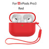 Red silicone protective case with keychain for AirPods Pro 3 earbuds