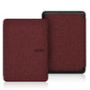 A dark red magnetic protective case for a Kindle e-reader.