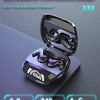 A pair of sleek, silver wireless earbuds are shown open inside their charging case on a dark surface.