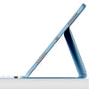 A light blue magnetic keyboard case for an iPad Pro is shown angled on a white surface.