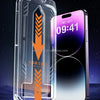 A clear tempered glass screen protector with an installation kit is shown next to a smartphone displaying the time 09:41.