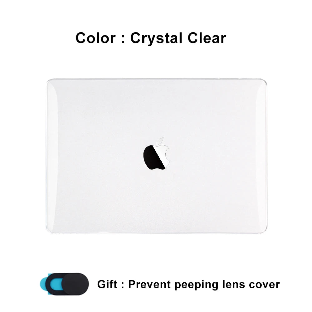 A clear silicone lens cover for a laptop, featuring the Apple logo, packaged as a gift.