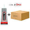 A bottle of B-7000 multi-purpose adhesive and a box containing five 110ml bottles of precision jewelry glue.