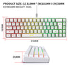 A white 68-key wired gaming keyboard with a silver switch and RGB backlight is shown from the top and side.