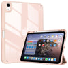 A pink clear TPU shockproof case for an iPad, shown with the device and the case separately.