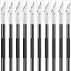 A set of ten precision craft knives with silver blades and black handles.