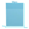 A rectangular sheet of light blue transparent sticky note memo pad with dimensions 70mm by 95mm.