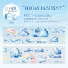 A set of cute cloud pattern masking tape featuring rainbows and stars for crafting