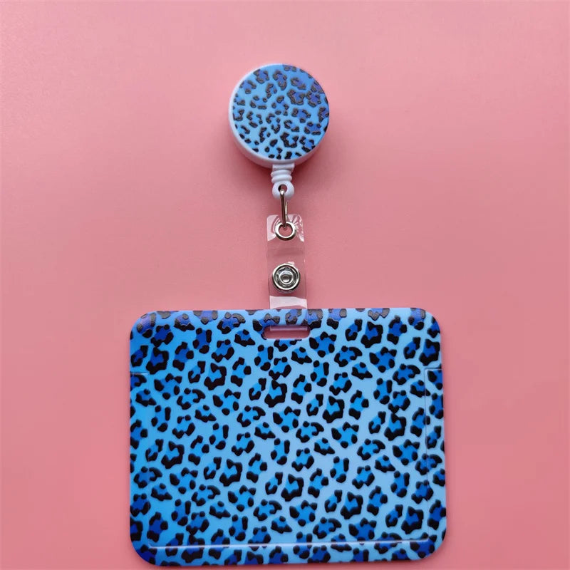 Leopard Retractable Card Holder Clip for Badges and IDs