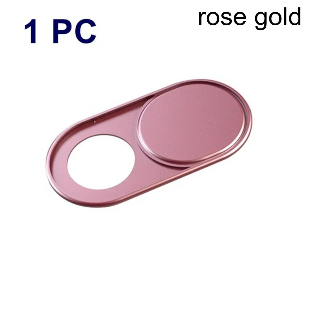 One piece of rose gold slim camera slider for digital privacy.