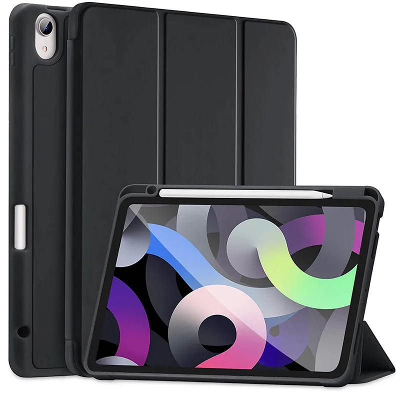 Schwarzer Silikon-Schutzhülle für ein Apple iPad in Studioaufnahme.