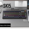 A close-up view of the SK15 True Mechanical keyboard placed on a gray surface.