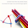 Silicone cable organizer with multiple colored straps used to connect and bind objects.