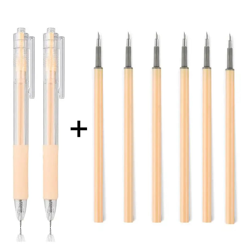 A set of precision utility knives for crafting and scrapbooking, shown with various blade sizes.