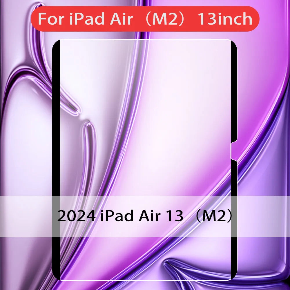 Nahaufnahme eines lila magnetischen Schutzfilms für ein iPad Air (M2) Tablet.