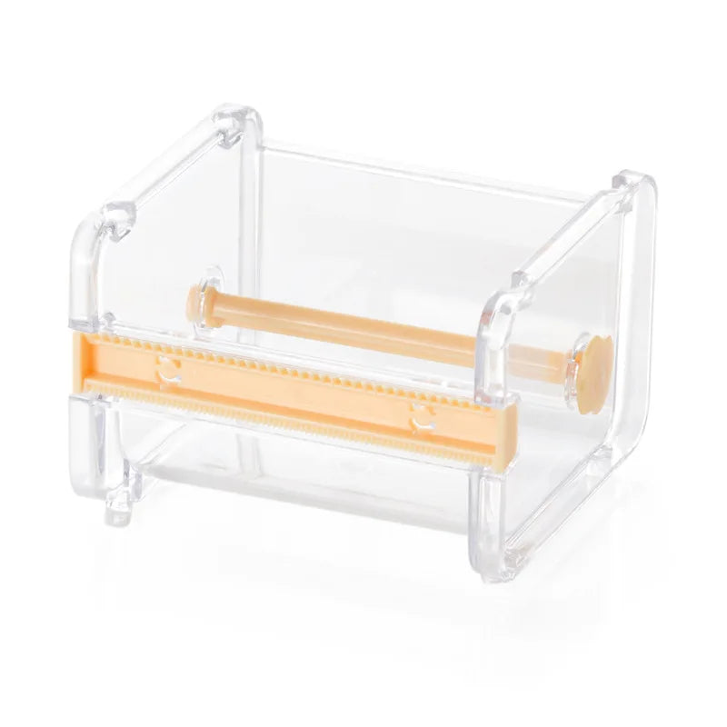 Cortador y dispensador de cinta washi de plástico transparente multiestilo con rollo de cinta de madera