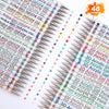 Primer plano de un juego de tres bolígrafos de gel acrílico en varios colores, dispuestos para notas y decoración.