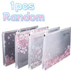 One piece random transparent zipper file bag with cherry blossom design