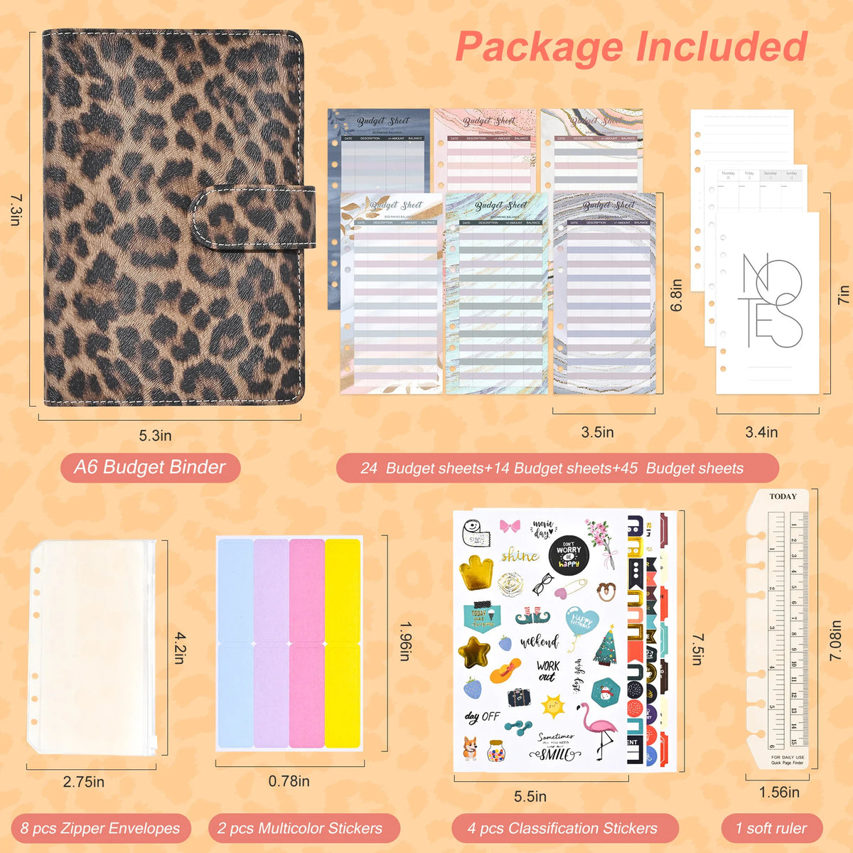Paket mit A6-Budgetordnern, Budgetsheets, Umschlägen und Aufklebern zum Planen.