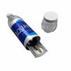 A clear water bottle with a white cap and a label reading AQUA pure water.