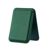 A dark green magnetic leather wallet with a protective stand case.