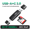Lector de tarjetas SD y TF UGREEN USB-A a C negro con carcasa ABS