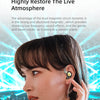 Close-up of a woman wearing KZ EDX PRO dynamic earphones, looking to the side.