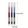 A set of ten smooth quick-drying gel pens shown vertically with dimensions 14.3cm/5.62in and 1cm/0.39in.