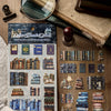 A collection of retro 3D relief book gallery stickers and decorative elements for scrapbooking