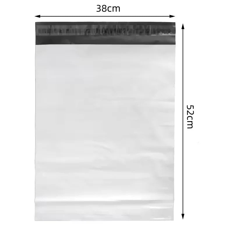 A white bulk waterproof packaging bag with a black seal at the top.