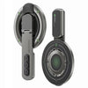 Support magnétique pour téléphone noir, double face, avec base rotative et support vertical.