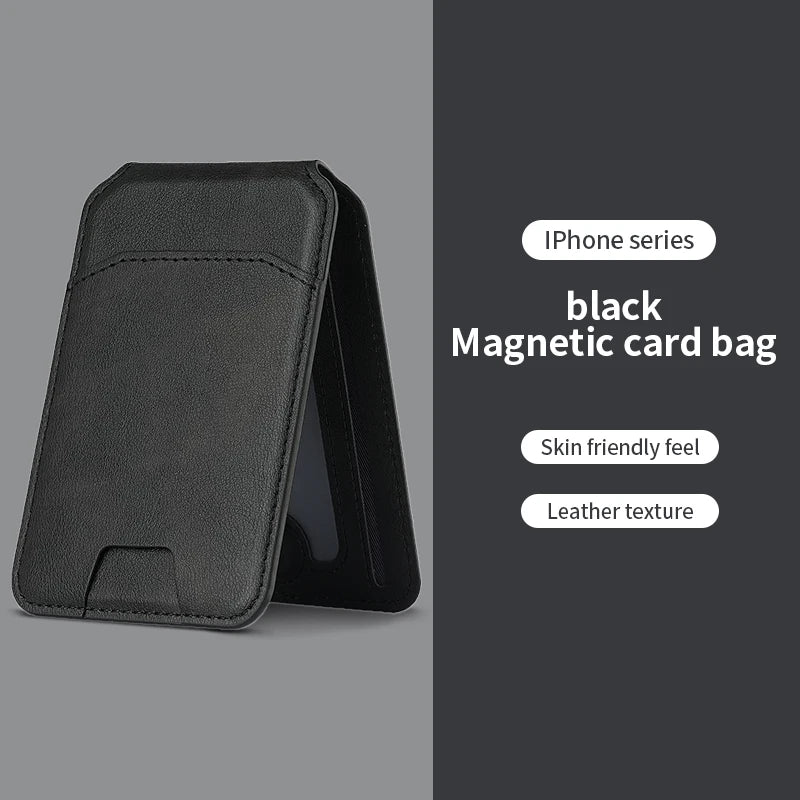 Portefeuille magnétique noir en cuir pour iPhone