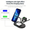 Smartphone auf magnetischem Ladeständer mit intelligenten Lichteffekten zum Laden