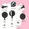 A set of retractable badge reels featuring crocodile clips, a sturdy ring, and a smooth ABS material.