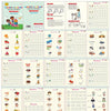 A set of guided writing practice books and copybooks for children covering alphabet, stationery, and body parts.